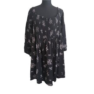 Torrid Womens Whimsigoth Smocked Babydoll Mini Dress Size 3X Goth Peasant Boho